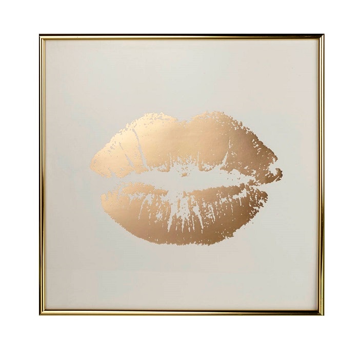 Gold Foil Framed Kiss Print by Parlane
