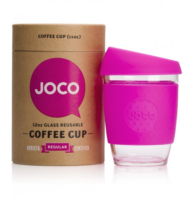 Hot Pink 12oz Glass Reusable Coffee Mug by JOCO