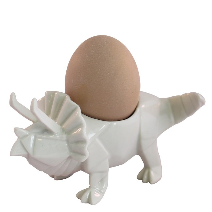 White Origami Triceratops Dinosaur Egg Cup by Disaster Designs