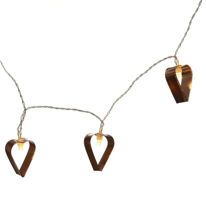 Copper Heart Garland With LED Lights by