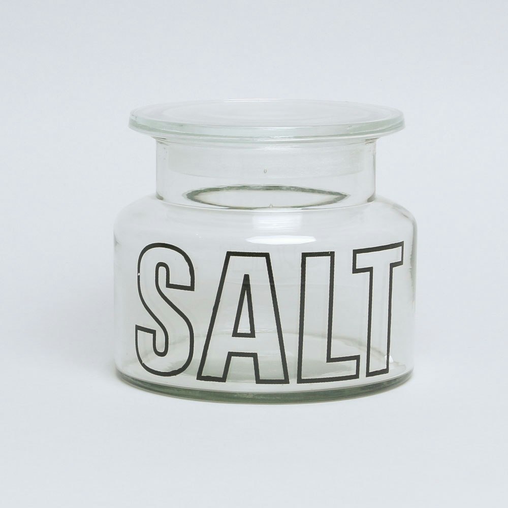 Heavy Glass Lidded Salt Jar by