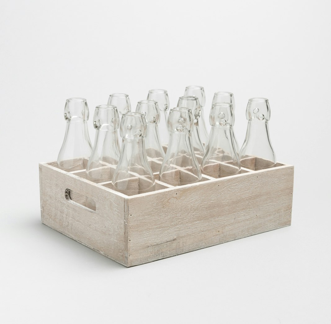 Glass Bottles In Wooden Crate by