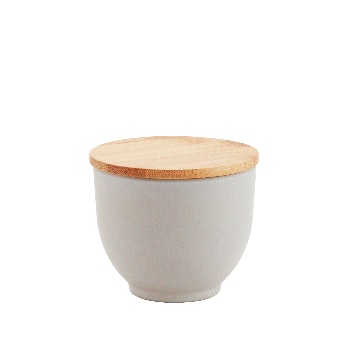Small Grey Ceramic & Bamboo Storage Bowl by Madam Stoltz