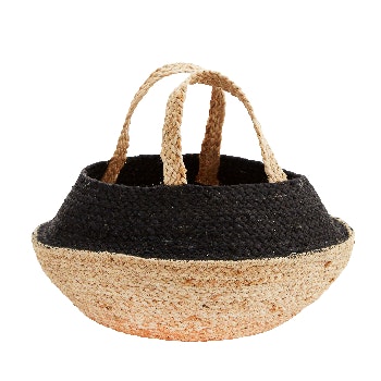 Large Woven Two Tone Hemp Basket Bag by