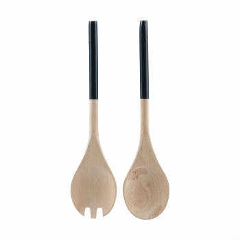 Beech & Black Salad Server Set by House Doctor