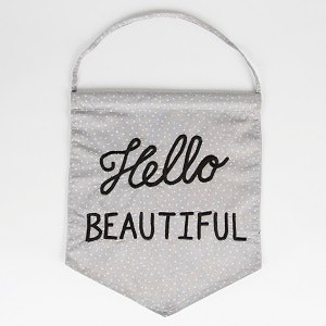 Hello Beautiful Grey Pastel Message Flag by