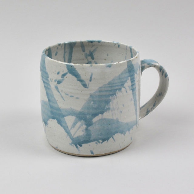 Large Blue and Grey American Splash Mug by Duncan Browning