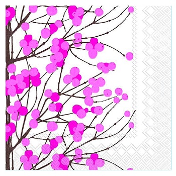 Lumimarja White Pink Paper Napkins by Marimekko