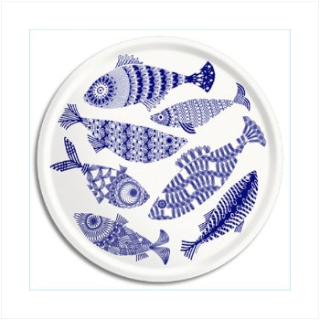 Round 49cm Diameter Blue Fish Tray by Arytrays