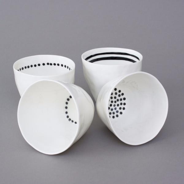 Dots And Stripes Porcelain Mug by Kajsa Cramer