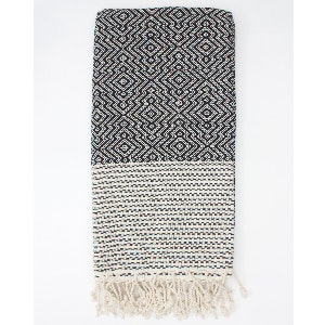 Black Cotton Hammam Towel by Handmade Turkish