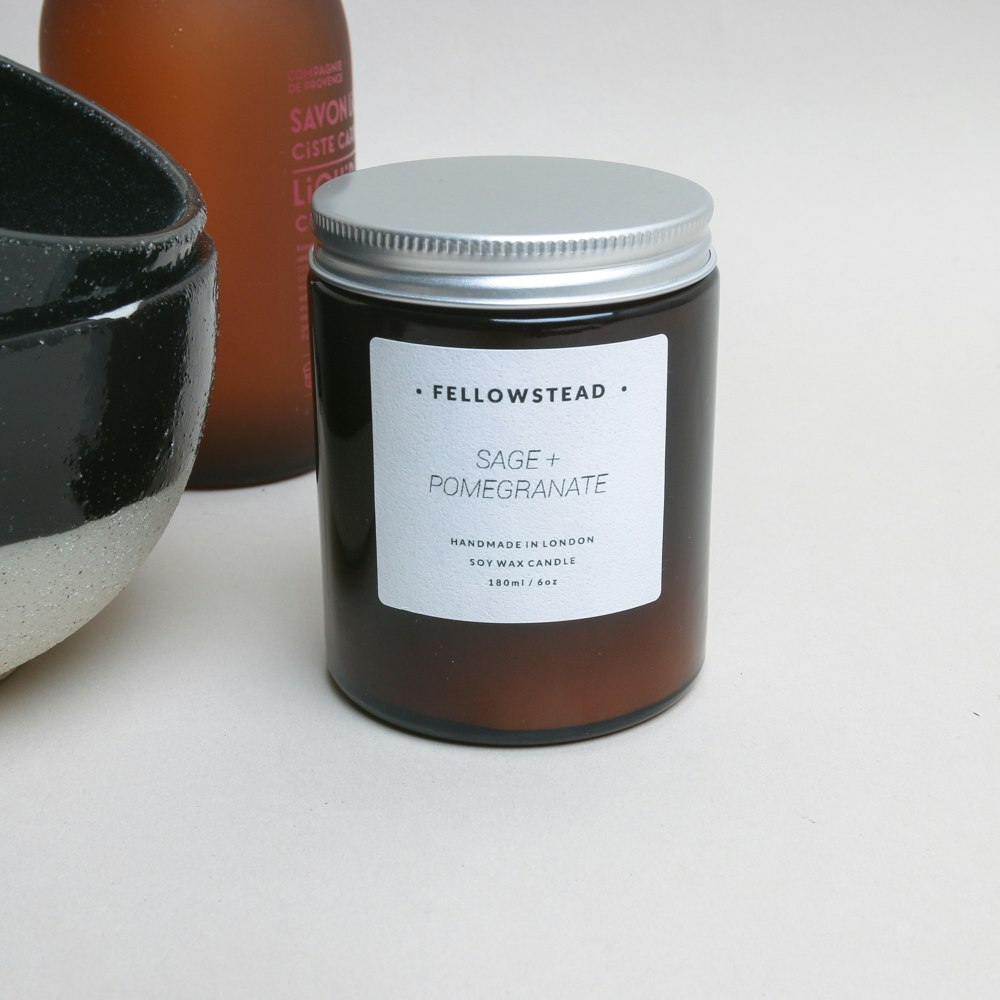 Sage Pomegranate Pure Soy Wax Candle by FELLOWSTEAD