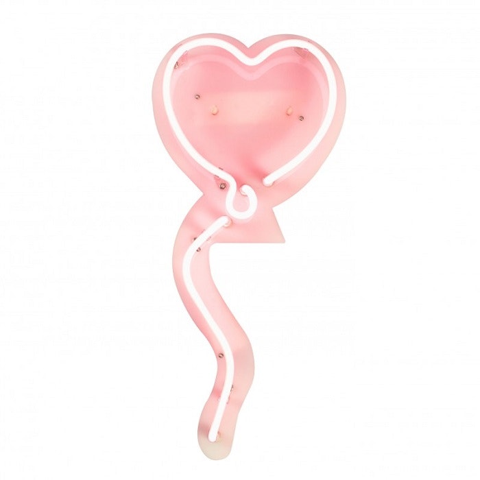 Neon Pink Heart Balloon Wall Mounted Light by Gingersnap