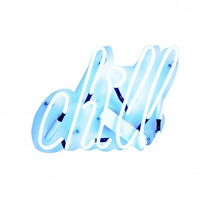 Neon Blue Chill Wall Mounted Light by Gingersnap