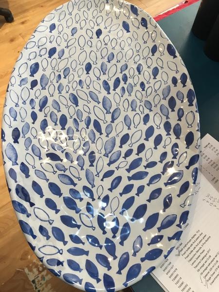 Blue Oval Platter Fish by Vassoio