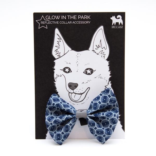 Shweshswe Navy Circles Dog Bow Tie by Hiro + Wolf