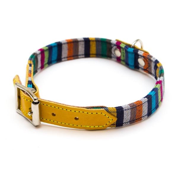 Small Kikoy Botanical Stripe Dog Collar by Hiro + Wolf