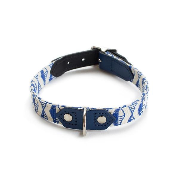 XL Geo Blue Dog Collar by Hiro + Wolf