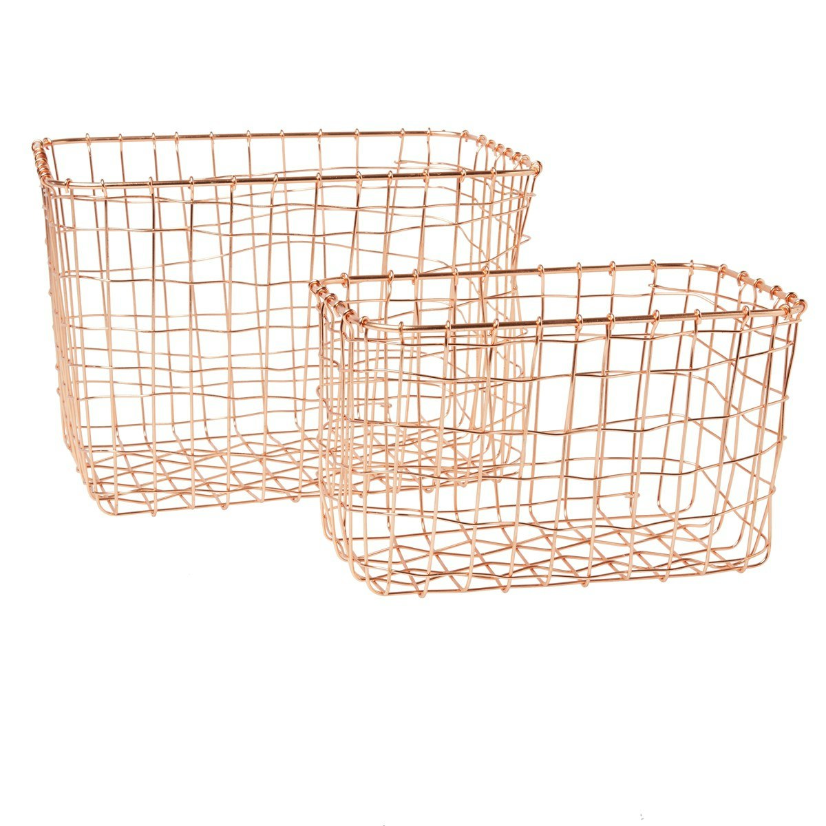 Set of 2 Rectangular Copper Mesh Baskets by Sass & Belle