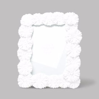 White Ceramic Flower Photo Frame by Gisela Graham