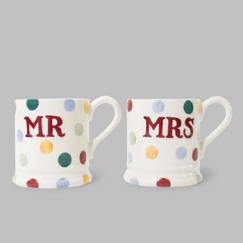 Mr Mrs Polka Dot Half Pint Mug Set by Emma Bridgewater