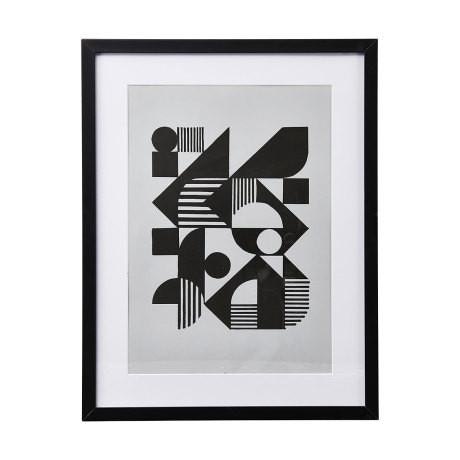 Monochrome Framed Geometric Abstract Print by House Doctor