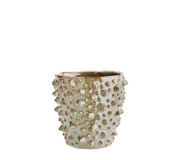 Large Glazed Green Spiky Flowerpot by Madam Stoltz