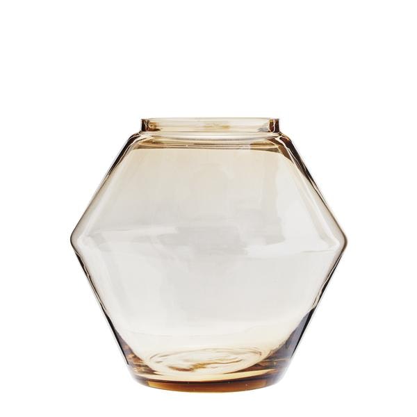 Peach Glass Hexagonal Diamond Vase by Madam Stoltz