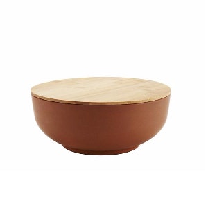 Large Terracotta Bamboo Fibre Bowl With Lid by Madam Stoltz