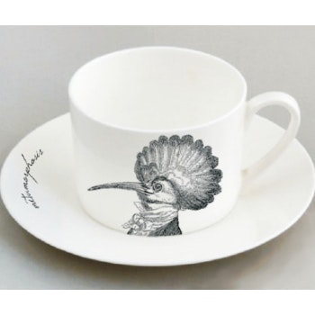Fine Bone China Cockatiel Metamorphosis Teacup & Saucer by Mrs Moore Vintage Store