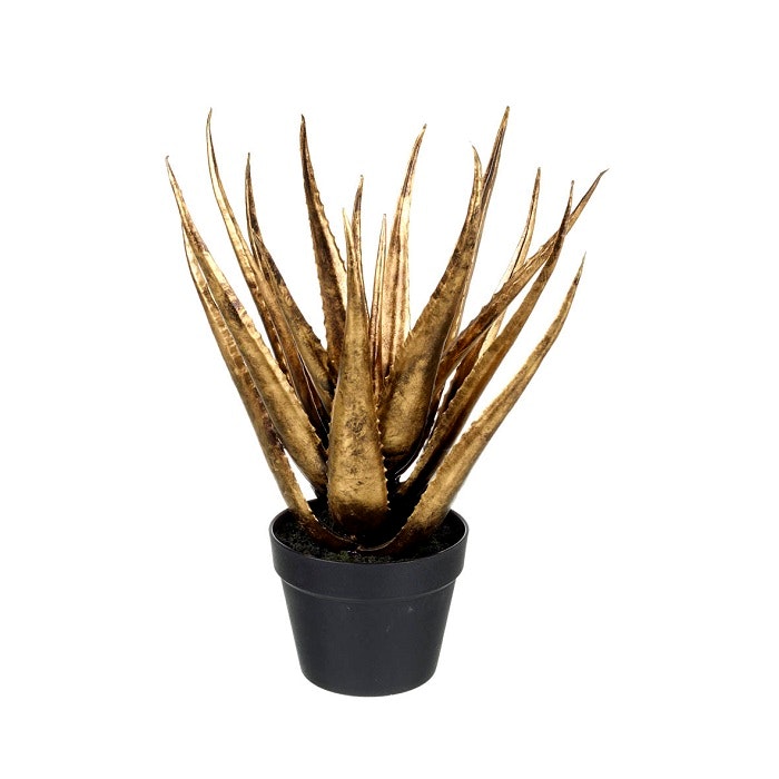 Large Gold Ornamental Faux Potted Aloe Plant by Parlane