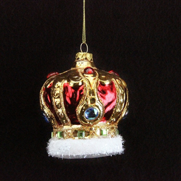 Multicoloured Crown & Jewels Glass Christmas Bauble by Gisela Graham
