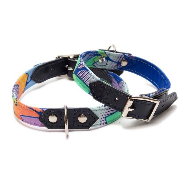 Blue Feathers Dog Collar by Hiro + Wolf