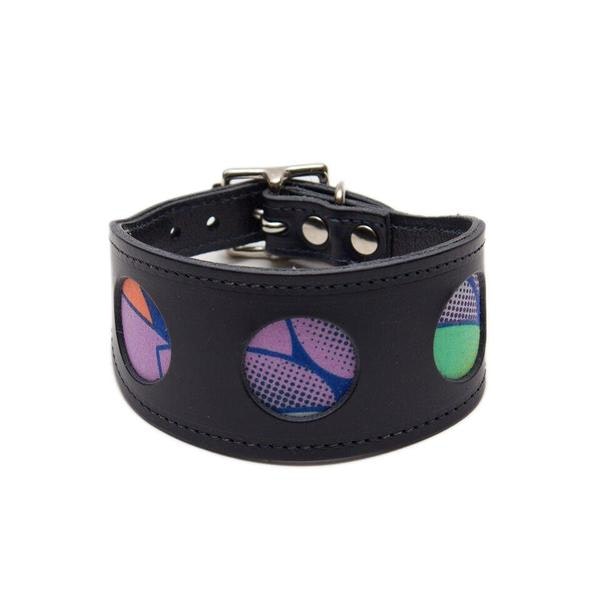 Black Leather Feathers Hound Collar by Hiro + Wolf