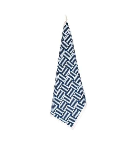 Screenprinted Navy Cotton Tea Towel by Lara Gorlach