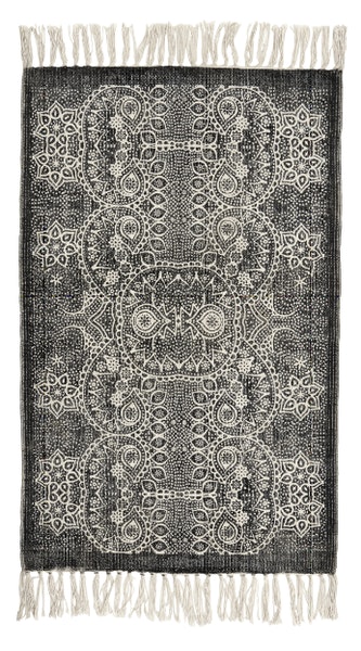 Large Oriental Canvas Carpet Stone Black by CollardManson