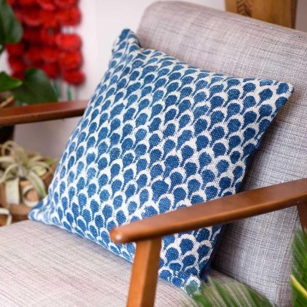 Blue Scales Indian Indigo Dye Cushion Cover by Artisans & Adventurers