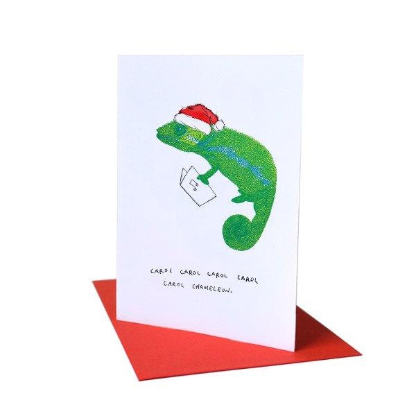 LIZ TEMPERLEY Carol Chameleon Christmas Greeting Card by Artisans & Adventurers