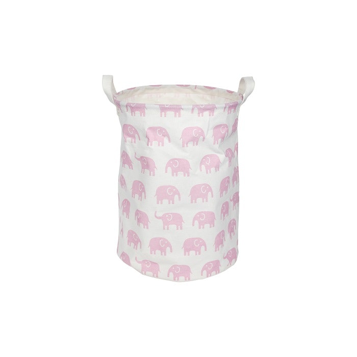 Pink Elephant Fabric Utility Cylinder Tub by Gisela Graham