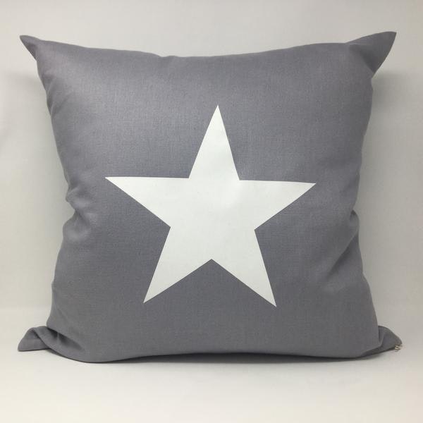 Grey Linen with White Star Cushion by Design Home Interiors