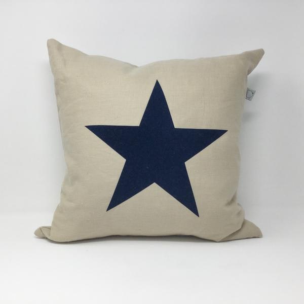 Beige Linen Star Cushion by Camperdown Lane