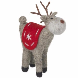 Small Grey Felt Reindeer Decoration by Heaven Sends