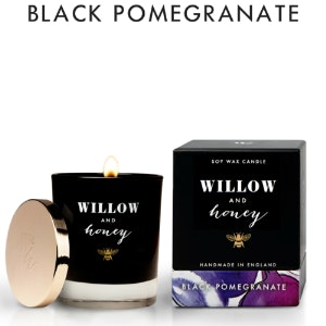 Black Pomegranate Wooden Wick Soy Candle by Willow & Honey