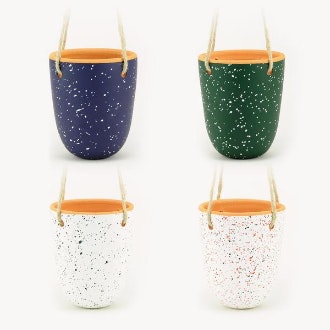 Medium Hanging Speckled Terracotta Planter by casa atlantica