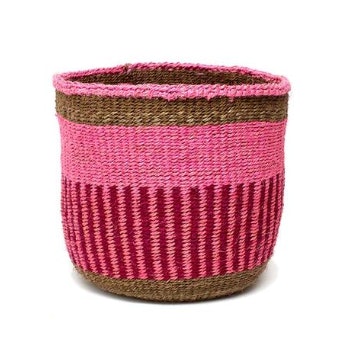 Large Pink Fence Woven Basket by From Afar
