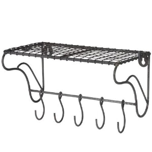 Zinc Wire Shelf With Hooks by Chic Antique