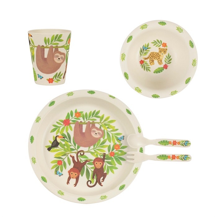 Treetop Jungle Friends Bamboo Tableware Set by Sass & Belle