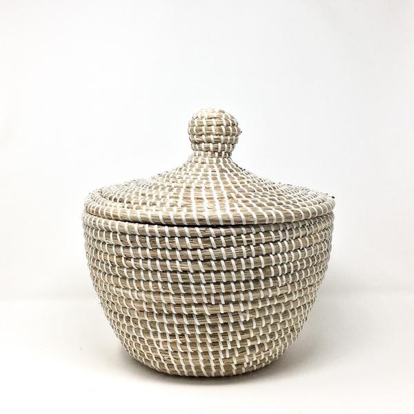 White Ali Baba Storage Basket Small by Dassie Artisan
