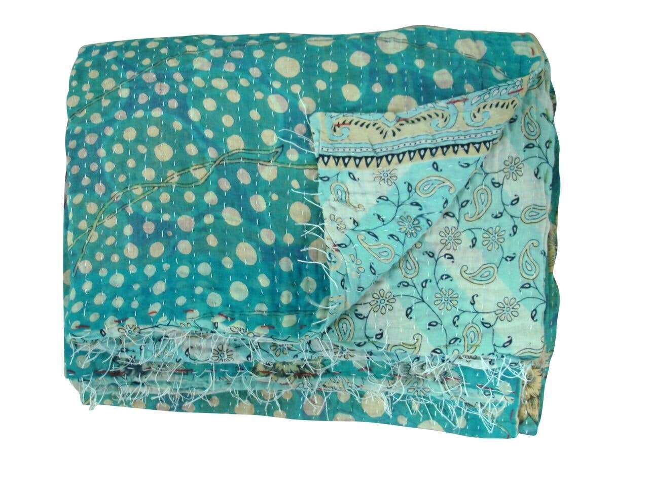 Blue Vintage Kantha Throw by Dassie Artisan