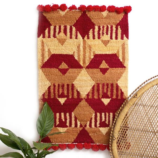 Red Graphic Woven Kenyan Wall Hanging Rug by Artisans & Adventurers